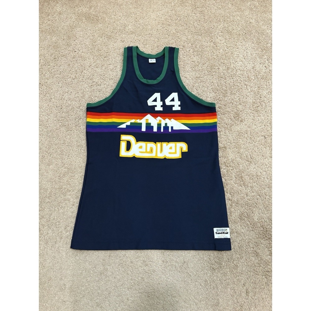 Vintage 1980s Sand Knit Dan Issel Denver Nuggets Away Jersey NBA Size Large 80s